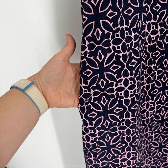 Talbots Grecian Sheath Geometric Sleeveless Pink Blue Size 14 - Picture 6 of 10